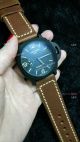 Clone Panerai Luminor GMT PAM 320 Black Steel Watch Brown Leather Strap (2)_th.jpg